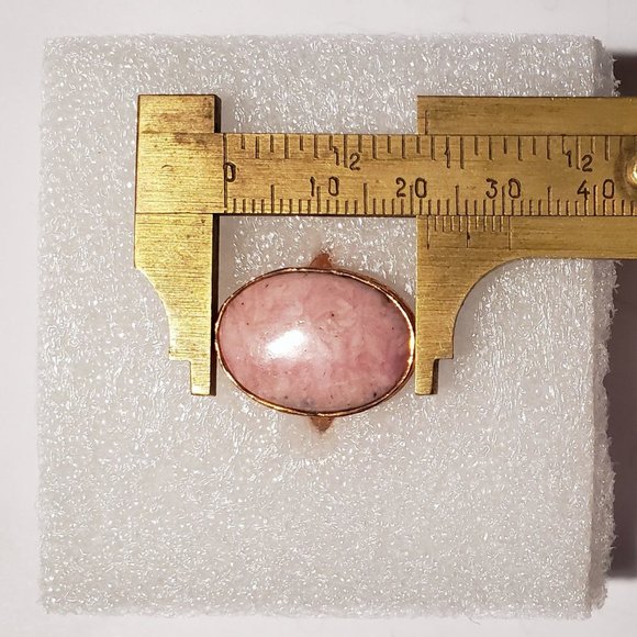 Sz 10 Natural Pink RHODOCHROSITE Ring in solid Copper Artisan Made - Picture 6 of 14
